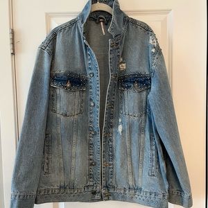 Free People Studded Jean Jacket Size Medium.
